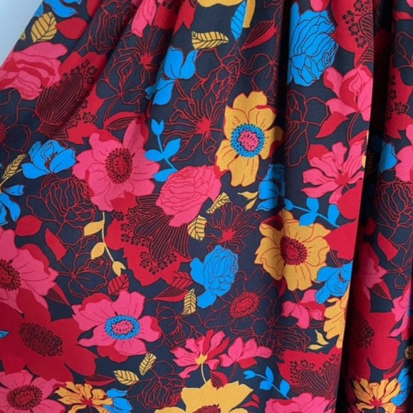 ModCloth Red Floral High Neck Ruffle Midi Dress, XSmall - Picture 6 of 8